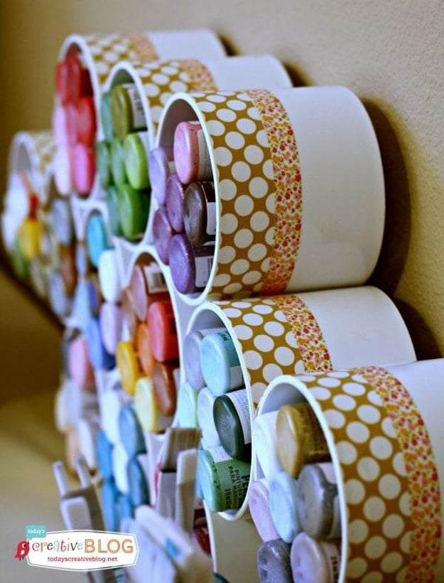 DIY Craft Room Ideas and Craft Room Organization Projects - Craft Paint Storage - Cool Ideas for Do It Yourself Craft Storage - fabric, paper, pens, creative tools, crafts supplies and sewing notions 