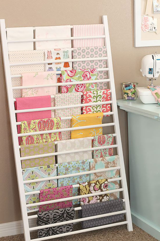 DIY Craft Room Ideas and Craft Room Organization Projects - Crib Side Repurposed into Fabric Storage - Cool Ideas for Do It Yourself Craft Storage - fabric, paper, pens, creative tools, crafts supplies and sewing notions 