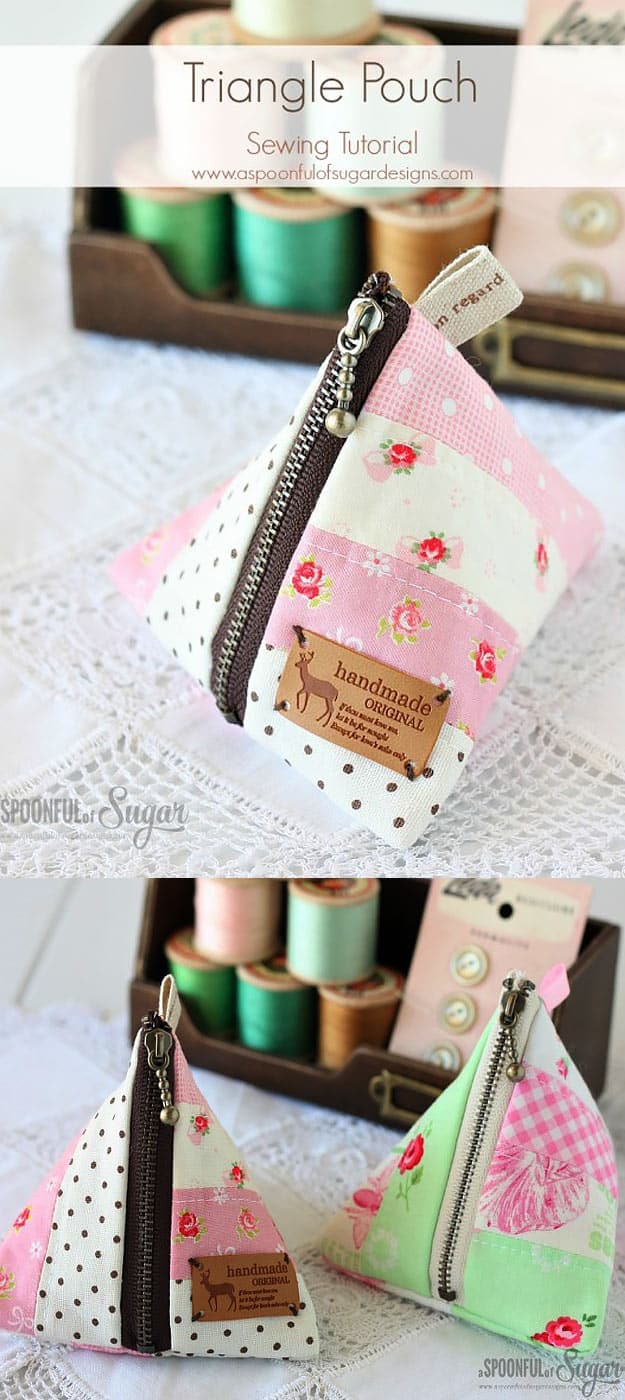 DIY Projects To Make and Sell -Most Profitable Crafts to Sell for Money - Easy DIY Ideas for Cheap Things To Sell on Etsy, Online and for Craft Fairs. Make Money with These Homemade Crafts Make Christmas Gifts. | Cute Triangle Pouch #crafts #diy