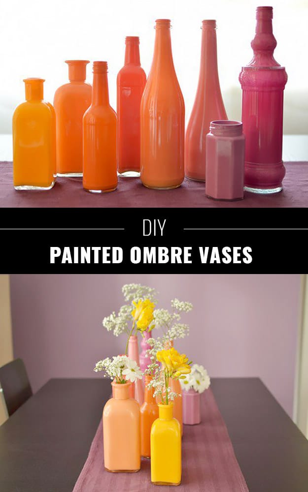 76 Crafts To Make and Sell - Easy DIY Ideas for Cheap Things To Sell on Etsy, Online and for Craft Fairs. Make Money with These Homemade Crafts for Teens, Kids, Christmas, Summer, Mother’s Day Gifts. | DIY Painted Ombre Vases #crafts #diy