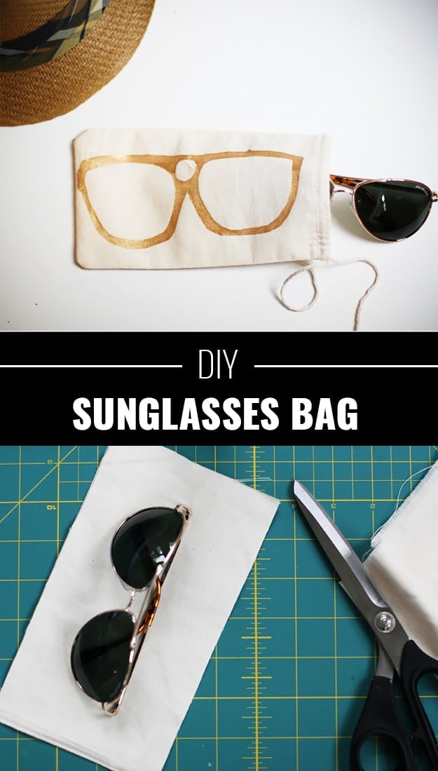 76 Crafts To Make and Sell - Easy DIY Ideas for Cheap Things To Sell on Etsy, Online and for Craft Fairs. Make Money with These Homemade Crafts for Teens, Kids, Christmas, Summer, Mother’s Day Gifts. | DIY Sunglasses Bag |