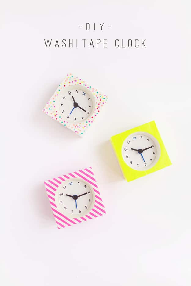 76 Crafts To Make and Sell - Easy DIY Ideas for Cheap Things To Sell on Etsy, Online and for Craft Fairs. Make Money with These Homemade Crafts for Teens, Kids, Christmas, Summer, Mother’s Day Gifts. | DIY Washi Tape Clock | diyjoy.com/crafts-to-make-and-sell