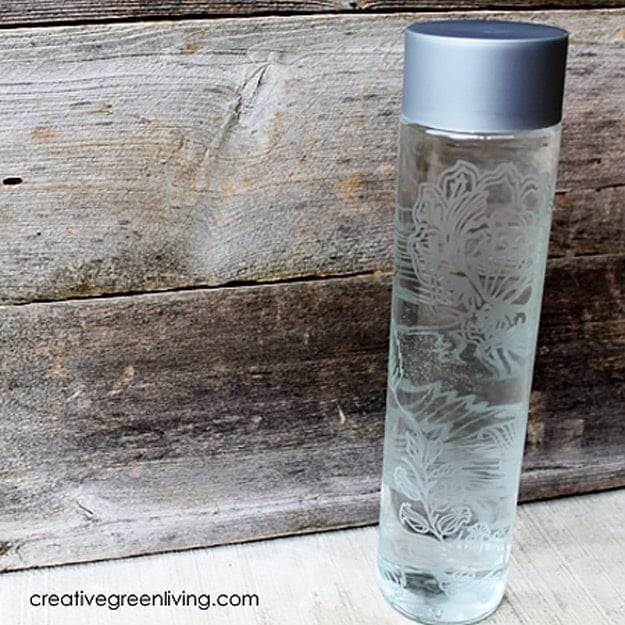 76 Crafts To Make and Sell - Easy DIY Ideas for Cheap Things To Sell on Etsy, Online and for Craft Fairs. Make Money with These Homemade Crafts for Teens, Kids, Christmas, Summer, Mother’s Day Gifts. | Etched Glass Water Bottle #crafts #diy