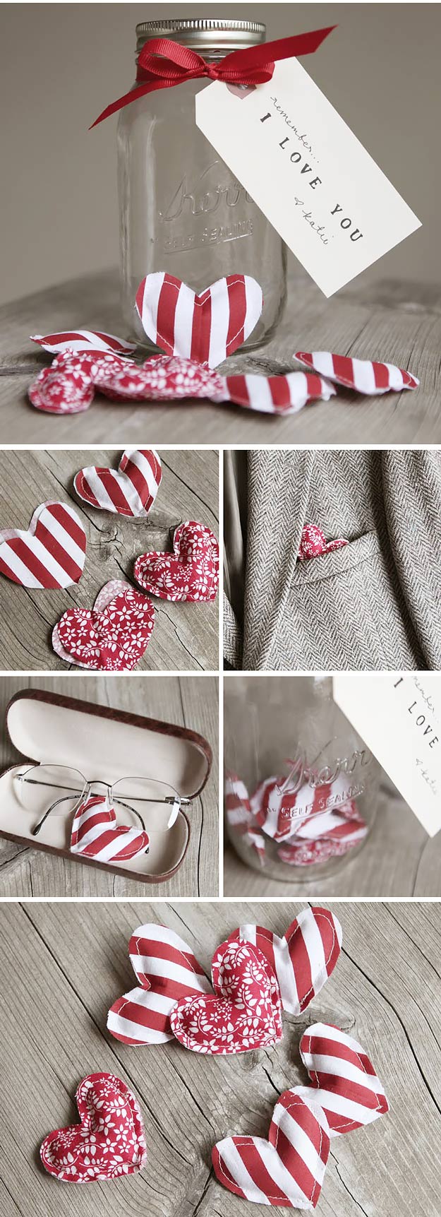 Mason Jar Valentine Gifts and Crafts | DIY Ideas for Valentines Day for Cute Gift Giving and Decor | Fabric Hearts in Mason Jar | #valentines