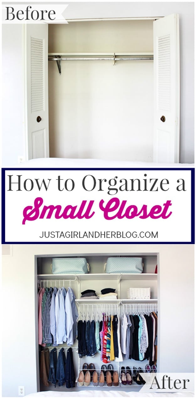 How to Organize A Closet -DIY Closet Organization Ideas for Messy Closets and Small Spaces. Organizing Hacks and Homemade Shelving And Storage Tips for Garage, Pantry, Bedroom., Clothes and Kitchen | How to Organize a Small Closet #organizing #closets #organizingideas