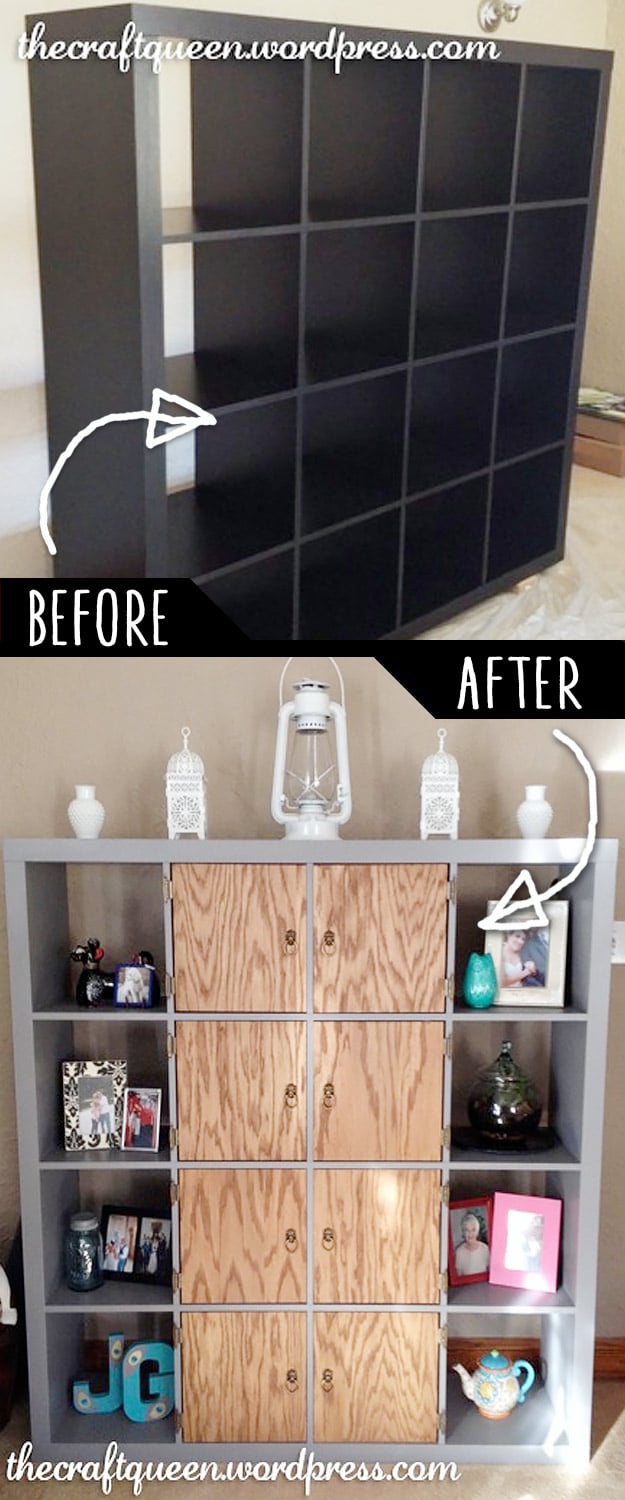 DIY Furniture Makeovers - Refurbished Furniture and Cool Painted Furniture Ideas for Thrift Store Furniture Makeover Projects | Coffee Tables, Dressers and Bedroom Decor, Kitchen | Ikea Expedit Hack Shelves Makeover #diy #furnituremakeover #diyfurniture