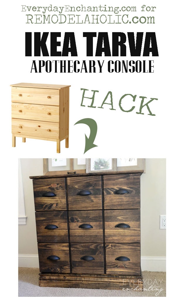 DIY Furniture Store KnockOffs - Do It Yourself Furniture Projects Inspired by Pottery Barn, Restoration Hardware, West Elm. Tutorials and Step by Step Instructions | Ikea Tarva Dresser to Pottery Barn Apothecary Cabinet Hack #diyfurniture #diyhomedecor #copycats