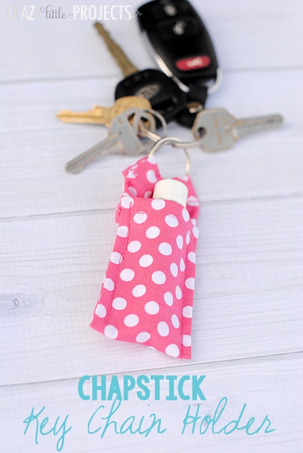 76 Crafts To Make and Sell - Easy DIY Ideas for Cheap Things To Sell on Etsy, Online and for Craft Fairs. Make Money with These Homemade Crafts for Teens, Kids, Christmas, Summer, Mother’s Day Gifts. | Key Chain Chapstick Holder #crafts #diy