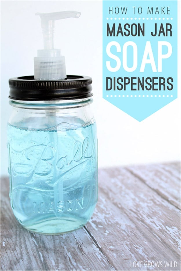 76 Crafts To Make and Sell - Easy DIY Ideas for Cheap Things To Sell on Etsy, Online and for Craft Fairs. Make Money with These Homemade Crafts for Teens, Kids, Christmas, Summer, Mother’s Day Gifts. | Mason Jar Soap Dispenser #crafts #diy
