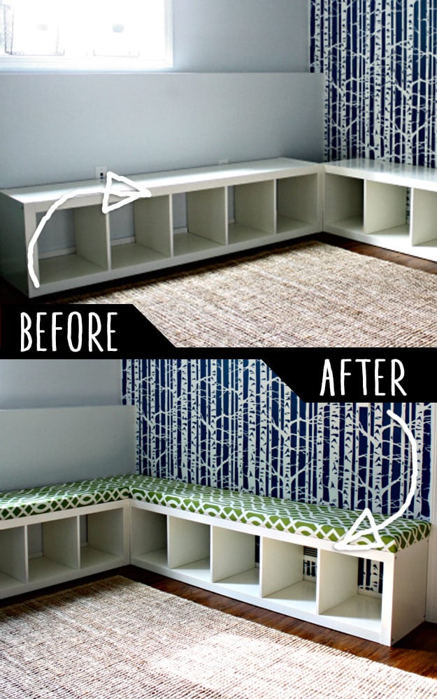 DIY Furniture Hacks | Padded Bench Out of Bookshelf | Cool Ideas for Creative Do It Yourself Furniture Made From Things You Might Not Expect #diy