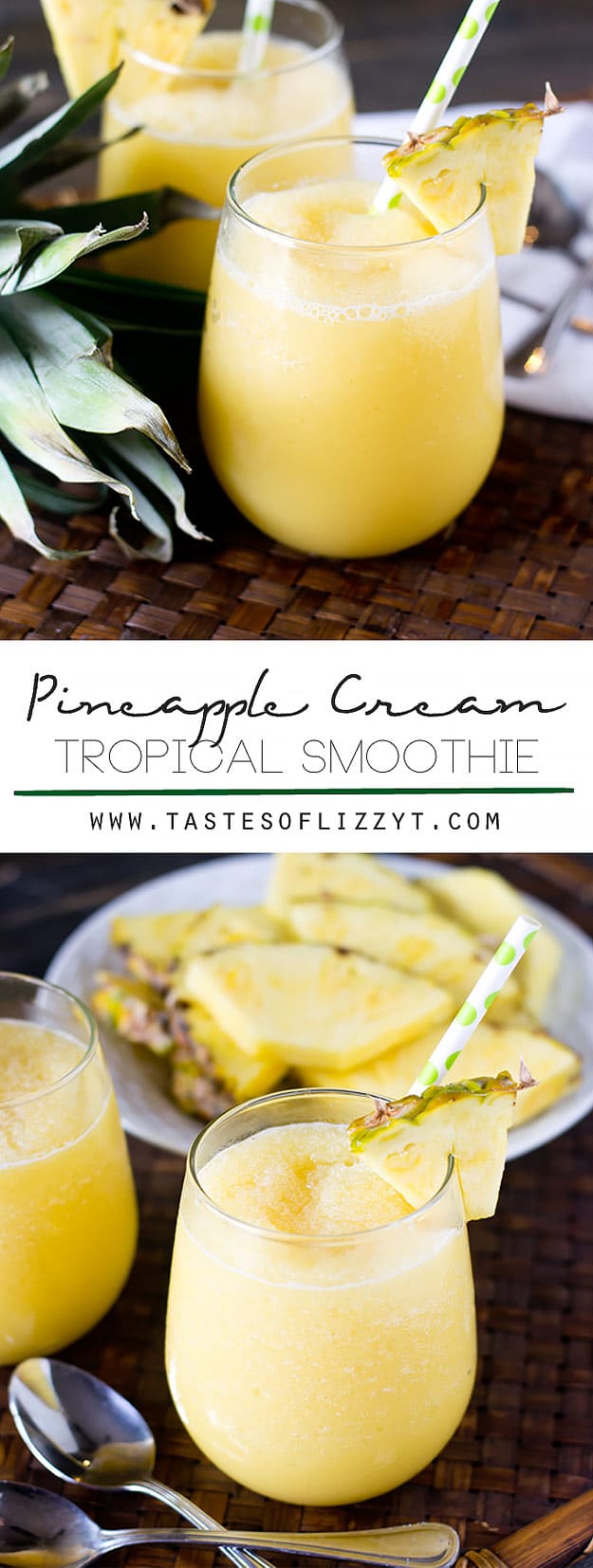 Healthy smoothie recipes and easy ideas perfect for breakfast, energy. Low calorie and high protein recipes for weightloss and to lose weight. Simple homemade recipe ideas that kids love. | Pineapple Cream Tropical Smoothie #smoothies #recipess