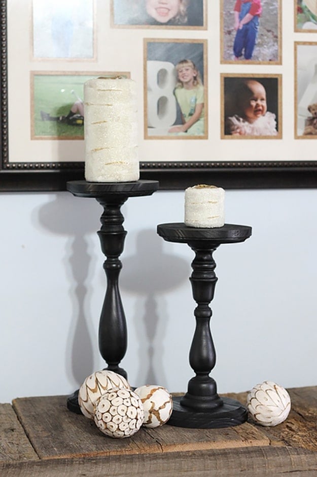 DIY Furniture Store KnockOffs - Do It Yourself Furniture Projects Inspired by Pottery Barn, Restoration Hardware, West Elm. Tutorials and Step by Step Instructions | Pottery Barn Knock Off Candle Holders and Candles #diyfurniture #diyhomedecor #copycats