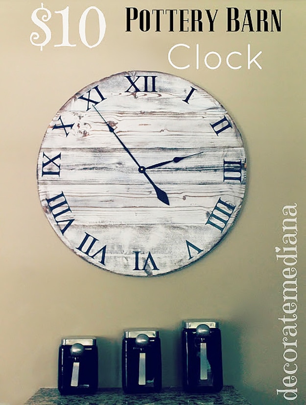 DIY Furniture Store KnockOffs - Do It Yourself Furniture Projects Inspired by Pottery Barn, Restoration Hardware, West Elm. Tutorials and Step by Step Instructions | Pottery Barn Knock Off Clock #diyfurniture #diyhomedecor #copycats