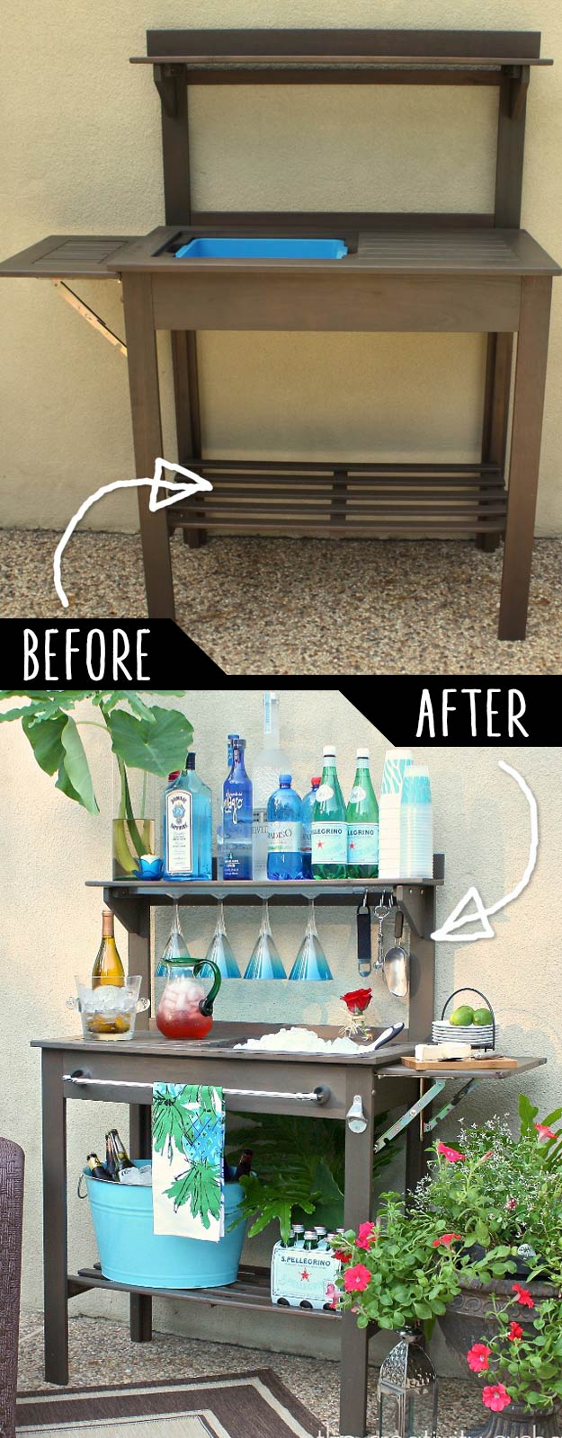 DIY Furniture Hacks | Potting Bench Turned Outdoor Bar | Cool Ideas for Creative Do It Yourself Furniture Made From Things You Might Not Expect #diy