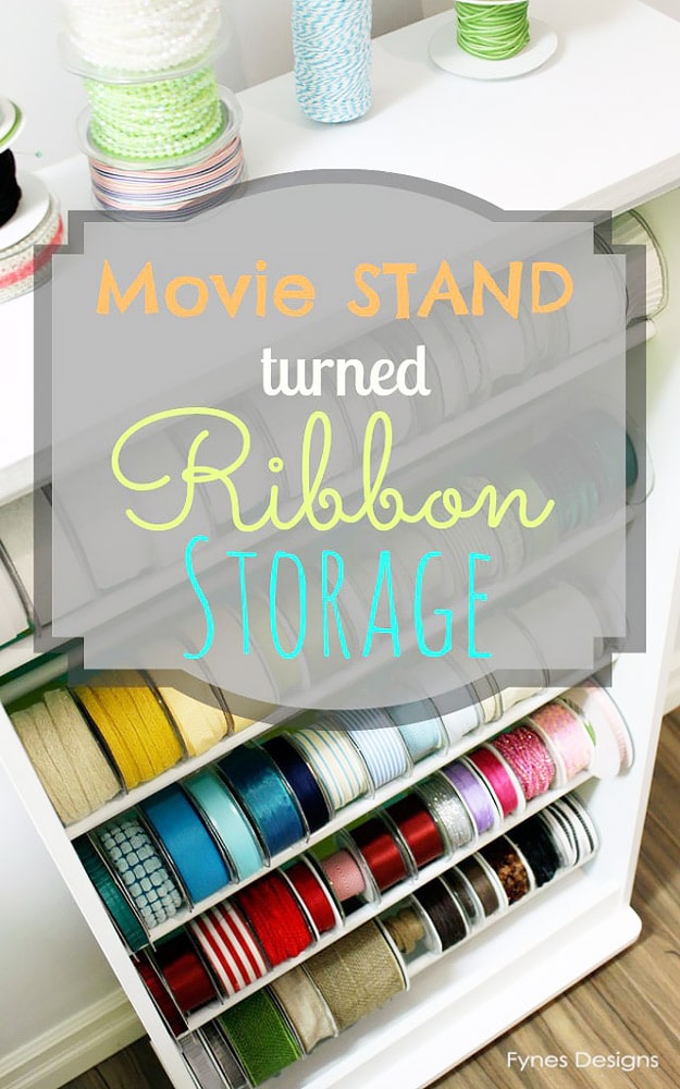 DIY Craft Room Ideas and Craft Room Organization Projects - Ribbon Storage Rack - Cool Ideas for Do It Yourself Craft Storage - fabric, paper, pens, creative tools, crafts supplies and sewing notions 