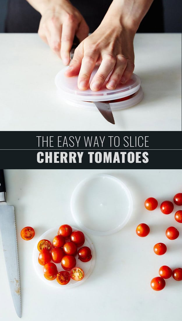 Coolest Cooking Hacks, Tips and Tricks for Easy Meal Prep, Recipe Shortcuts and Quick Ideas for Food | Slice Cherry Tomatoes The Easy Way 