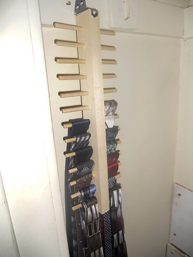 DIY Closet Organization Ideas for Messy Closets and Small Spaces. Organizing Hacks and Homemade Shelving And Storage Tips for Garage, Pantry, Bedroom., Clothes and Kitchen | Space Saving Tie Rack #organizing #closets #organizingideas