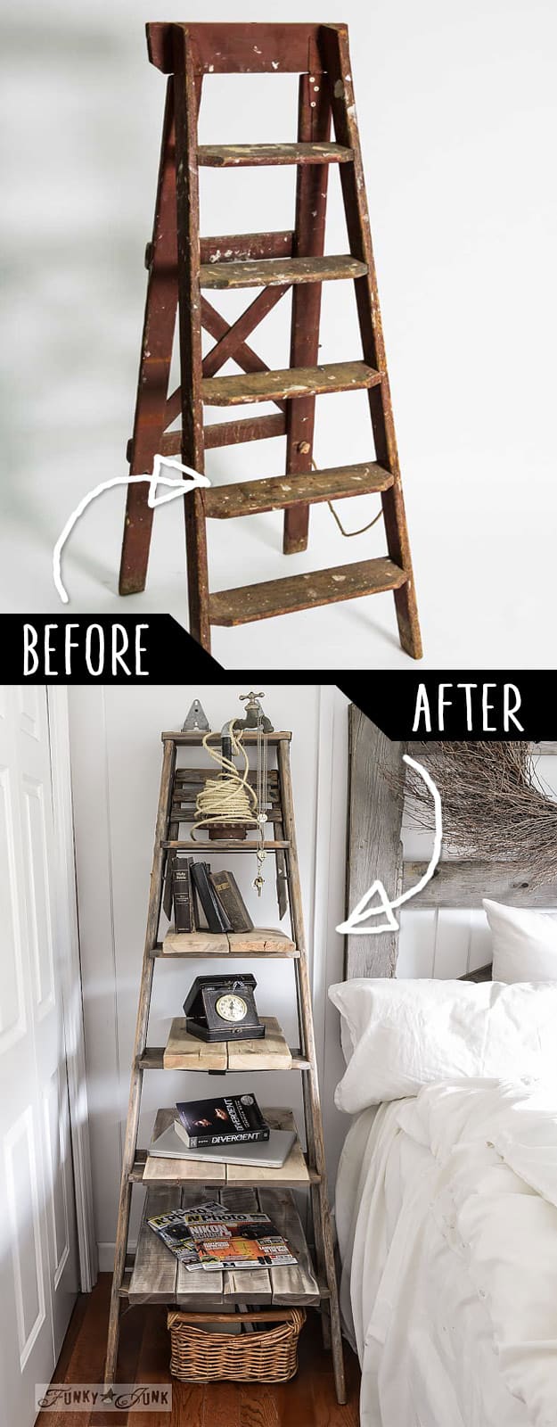 DIY Furniture Hacks | Step Ladder Side Table | Cool Ideas for Creative Do It Yourself Furniture Made From Things You Might Not Expect #diy