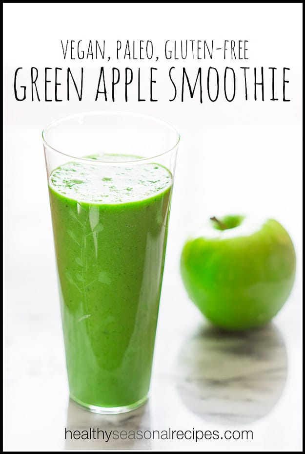 Healthy smoothie recipes and easy ideas perfect for breakfast, energy. Low calorie and high protein recipes for weightloss and to lose weight. Simple homemade recipe ideas that kids love. | Vegan, Paleo, Gluten - Free Green Apple Smoothie #smoothies #recipess