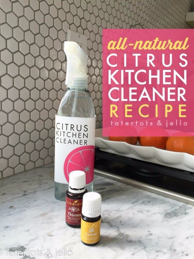 Best Natural Homemade DIY Cleaners and Recipes - All-Natural Citrus Kitchen Cleaner Recipe - All Purposed Home Care and Cleaning with Vinegar, Essential Oils and Other Natural Ingredients For Cleaning Bathroom, Kitchen, Floors, Laundry, Furniture and More 