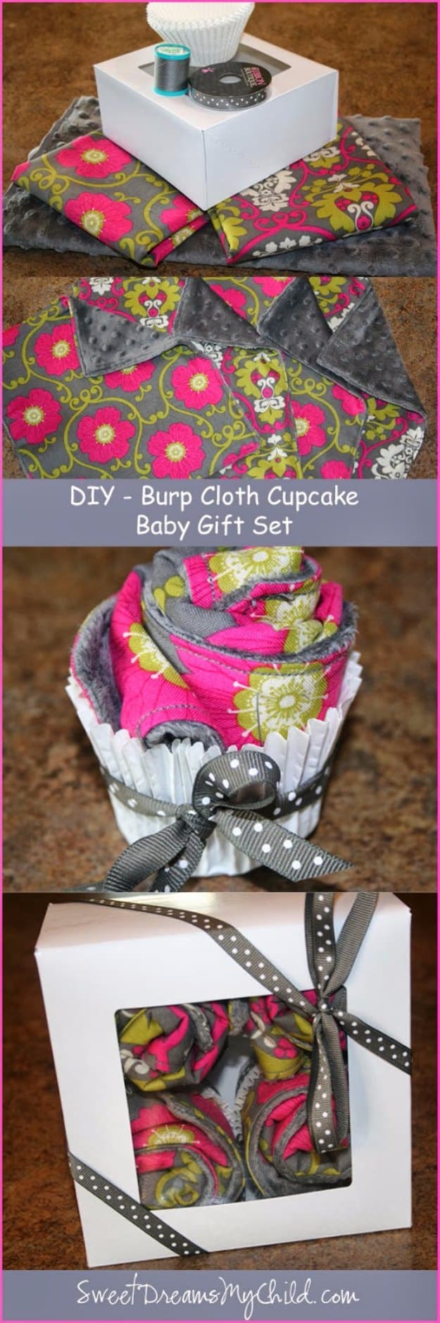 DIY Baby Gifts - Baby Burp Cloth Cupcake Tutorial - Homemade Baby Shower Presents and Creative, Cheap Gift Ideas for Boys and Girls - Unique Gifts for the Mom and Dad to Be - Blankets, Baskets, Burp Cloths and Easy No Sew Projects #diybaby #babygifts #babyshower