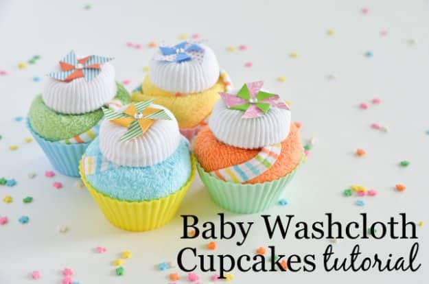 DIY Baby Gifts - Baby Washcloth Cupcakes Tutorial - Homemade Baby Shower Presents and Creative, Cheap Gift Ideas for Boys and Girls - Unique Gifts for the Mom and Dad to Be - Blankets, Baskets, Burp Cloths and Easy No Sew Projects #diybaby #babygifts #babyshower