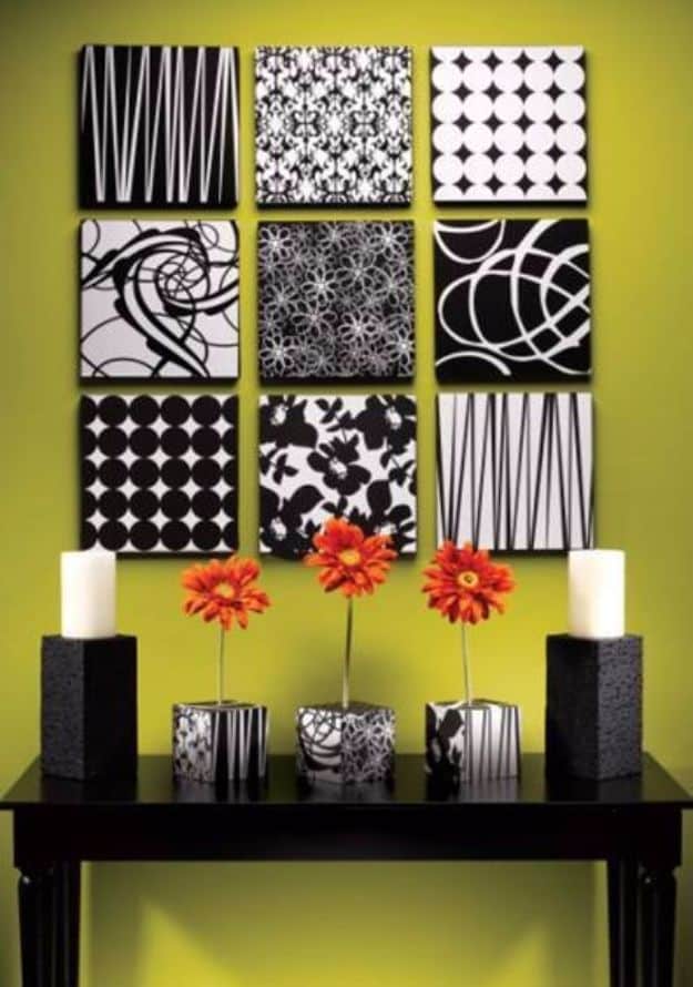 DIY Wall Art Ideas and Do It Yourself Wall Decor for Living Room, Bedroom, Bathroom, Teen Rooms | Black and White Styrofoam Wall Art | Cheap Ideas for Those On A Budget. Paint Awesome Hanging Pictures With These Easy Step By Step Tutorial 