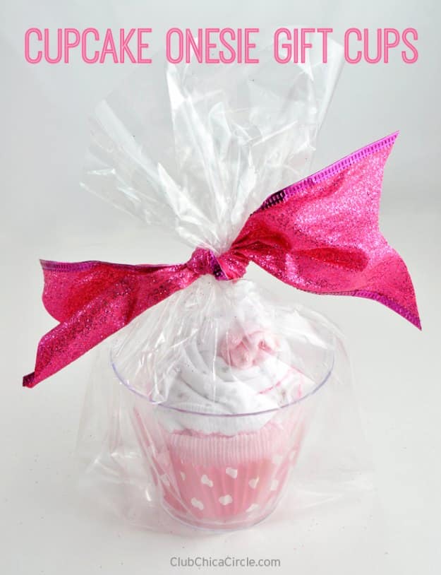 DIY Baby Gifts - Cupcake Onesie Gift Cups - Homemade Baby Shower Presents and Creative, Cheap Gift Ideas for Boys and Girls - Unique Gifts for the Mom and Dad to Be - Blankets, Baskets, Burp Cloths and Easy No Sew Projects