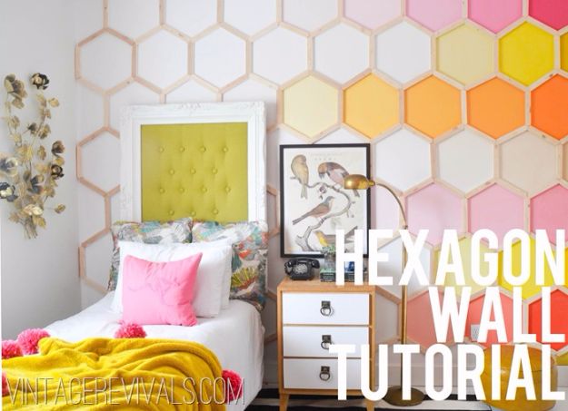 Cool DIY Wall Art Ideas - Easy Do It Yourself Wall Decor for Bedroom, Apartment, Dorm Rooms | DIY Honeycomb Hexagon Wall Art | Cheap Decorating Ideas for DIY Christmas Gifts To Paint Awesome Hanging Pictures With These Easy Step By Step Tutorial 