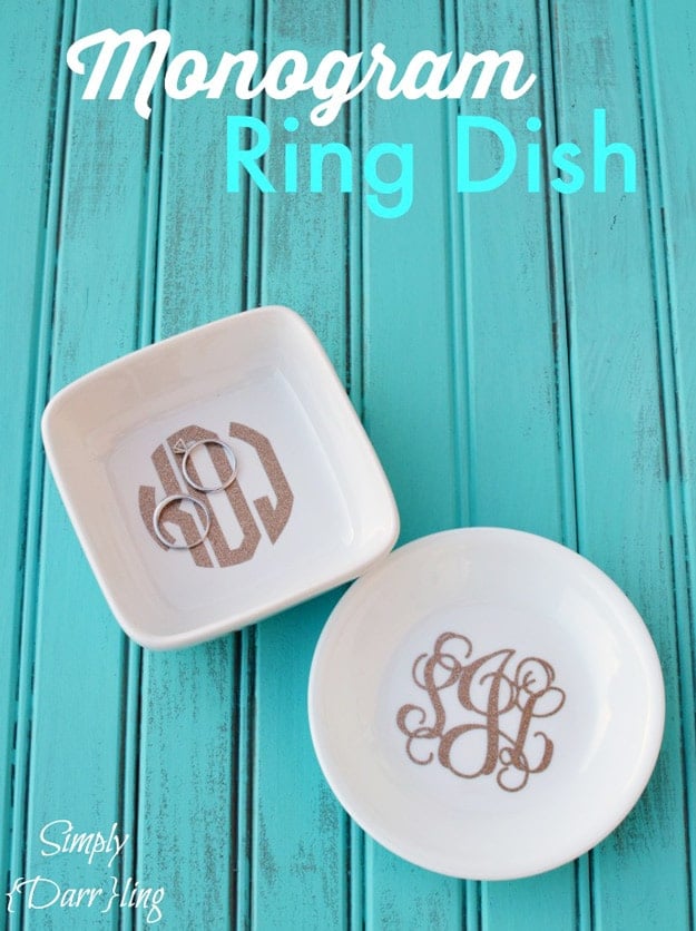Expensive Looking DIY Wedding Gift Ideas - DIY Monogram Wedding Ring Dish - Easy and Unique Homemade Gift Ideas for Bride and Groom - Cheap Presents You Can Make for the Couple- for the Home, From The Kids, Personalized Ideas for Parents and Bridesmaids #diywedding #weddinggifts #diygifts