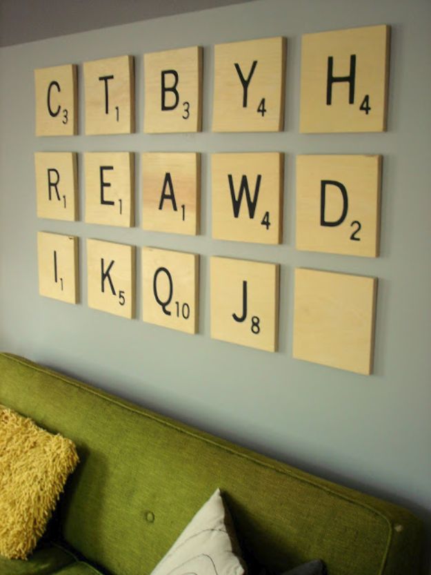 DIY Wall Art Ideas and Do It Yourself Wall Decor for Living Room, Bedroom, Bathroom, Teen Rooms | DIY Scrabble Wall Art | Cheap Ideas for Those On A Budget. Paint Awesome Hanging Pictures With These Easy Step By Step Tutorial 