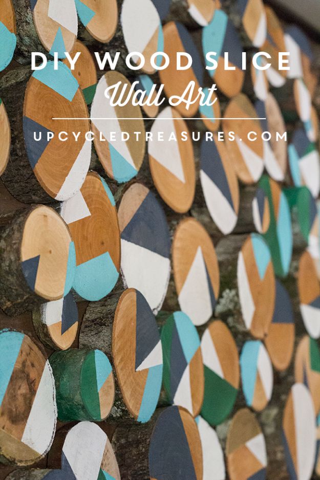 DIY Wall Art Ideas and Do It Yourself Wall Decor for Living Room, Bedroom, Bathroom, Teen Rooms | DIY Wood Slice Wall Art | Cheap Ideas for Those On A Budget. Paint Awesome Hanging Pictures With These Easy Step By Step Tutorial 