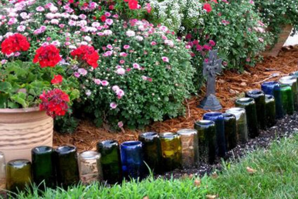 DIY Wine Bottle Edging - How to Landscape On A Budget