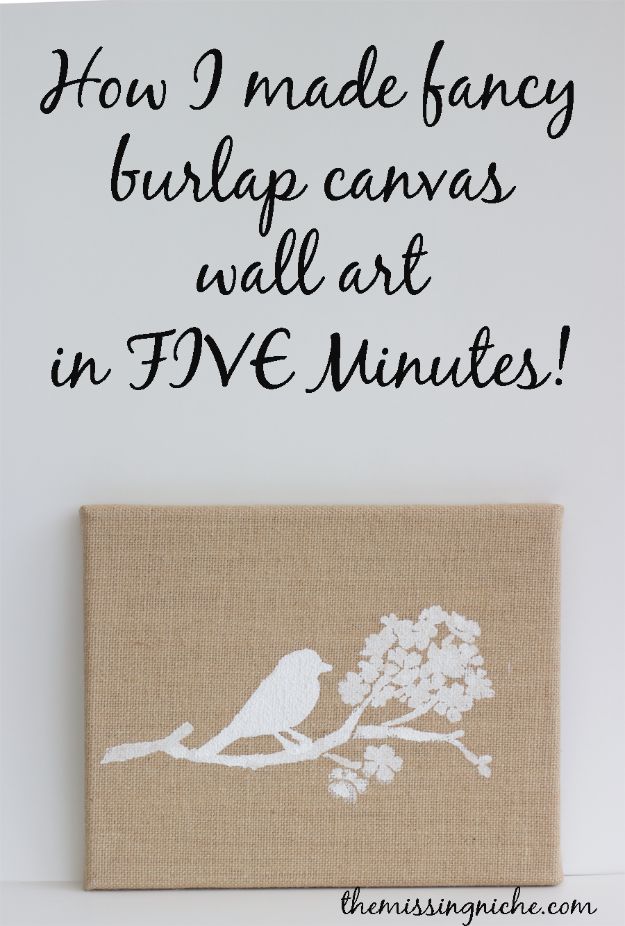 DIY Wall Art Ideas and Do It Yourself Wall Decor for Living Room, Bedroom, Bathroom, Teen Rooms | Fancy Burlap Canvas Wall Art in 5 Minutes | Cheap Ideas for Those On A Budget. Paint Awesome Hanging Pictures With These Easy Step By Step Tutorial 