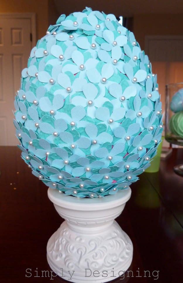 DIY Easter Decorations - Easter Centerpiece Ideas - Flowered Egg Topiary - Paper Crafts for Easter Mantle Decor and Home Decorating Ideas