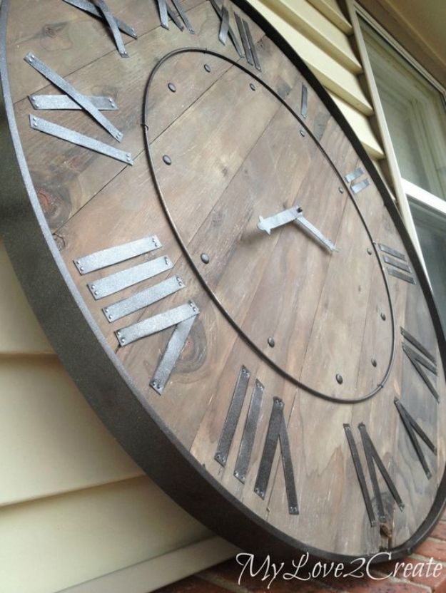 Rustic DIY Wall Art Ideas for Farmhouse Decor - DYI Wall Decor for Living Room, Bedroom, Bathroom, Kids Rooms | Large Rustic Clock Wall Art | Cheap Ideas for DIY Clocks With Step By Step How To 