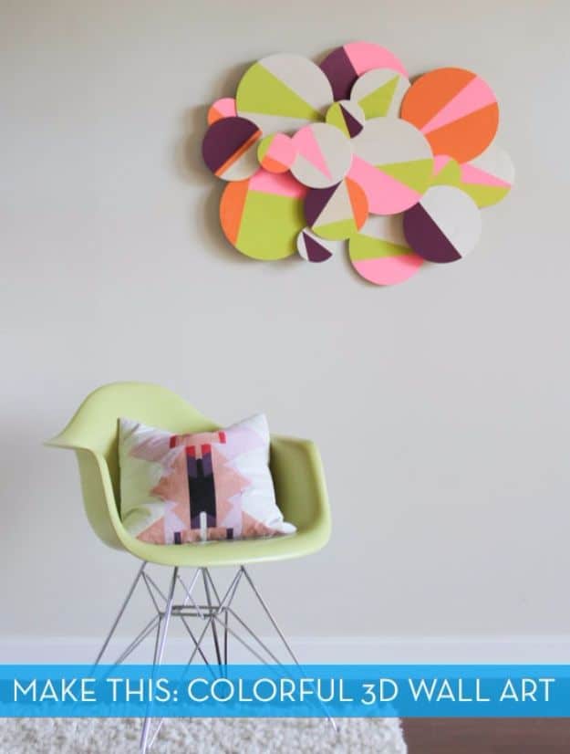 DIY Wall Art Ideas and Do It Yourself Wall Decor for Living Room, Bedroom, Bathroom, Teen Rooms | Make DIY Colorful 3D Geometric Wall Art | Cheap Ideas for Those On A Budget. Paint Awesome Hanging Pictures With These Easy Step By Step Tutorial 