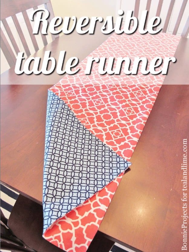 Sewing Projects for The Home - Reversible Table Runner - Free DIY Sewing Patterns, Easy Ideas and Tutorials for Curtains, Upholstery, Napkins, Pillows and Decor #homedecor #diy #sewing