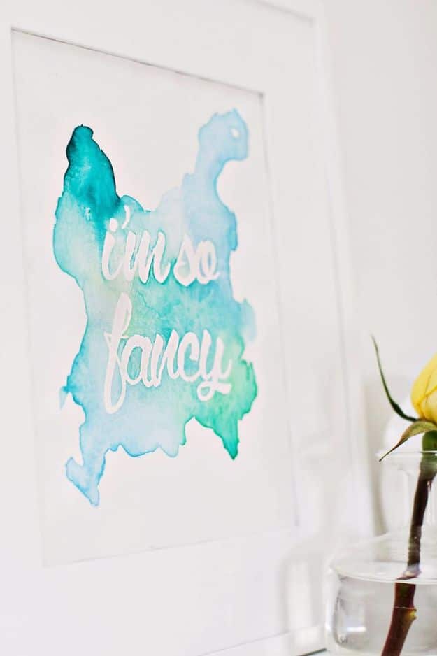 DIY Wall Art Ideas and Do It Yourself Wall Decor for Living Room, Bedroom, Bathroom, Teen Rooms | Watercolor Phrase Wall Art | Cheap Ideas for Those On A Budget. Paint Awesome Hanging Pictures With These Easy Step By Step Tutorial 