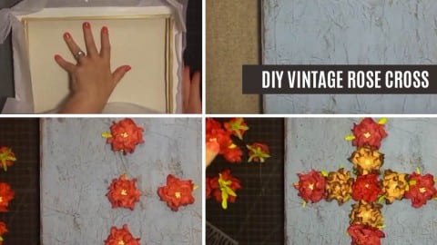 DIY Vintage Rose Cross Wall Art | DIY Joy Projects and Crafts Ideas