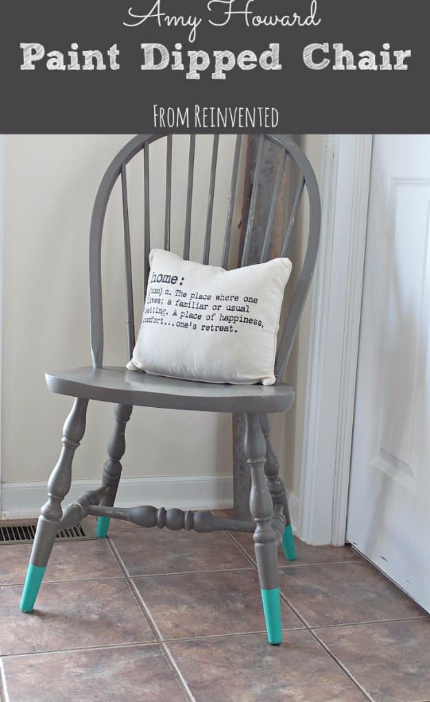 DIY Chalk Paint Furniture Ideas With Step By Step Tutorials - Chalk Paint Dipped Chair - How To Make Distressed Furniture for Creative Home Decor Projects on A Budget - Perfect for Vintage Kitchen, Dining Room, Bedroom, Bath #diyideas #diyfurniture