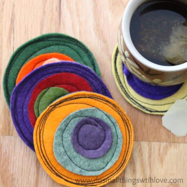 Cool Crafts You Can Make With Fabric Scraps - Crazy Coasters - Creative DIY Sewing Projects and Things to Do With Leftover Fabric Scrap Crafts #sewing #fabric #crafts