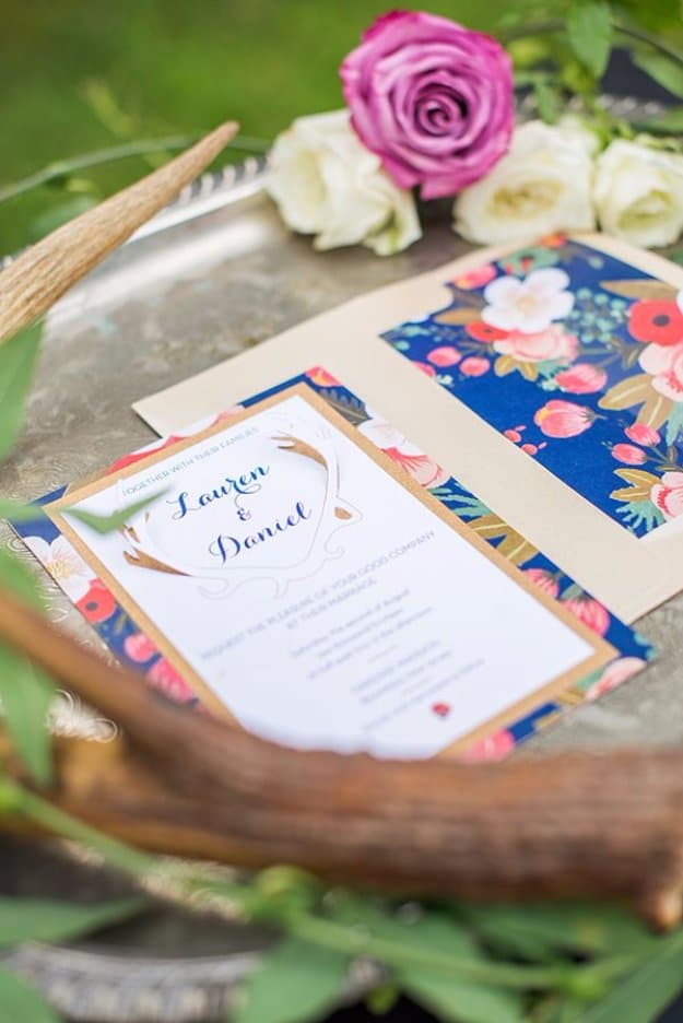 DIY Wedding Invitiations - DIY 3D Wedding Invitations and Floral Envelope Liners - Templates, Free Printables and Wording | Tutorials for Unique, Rustic, Elegant and Vintage Homemade Invites #weddinginvitations #diyweddings