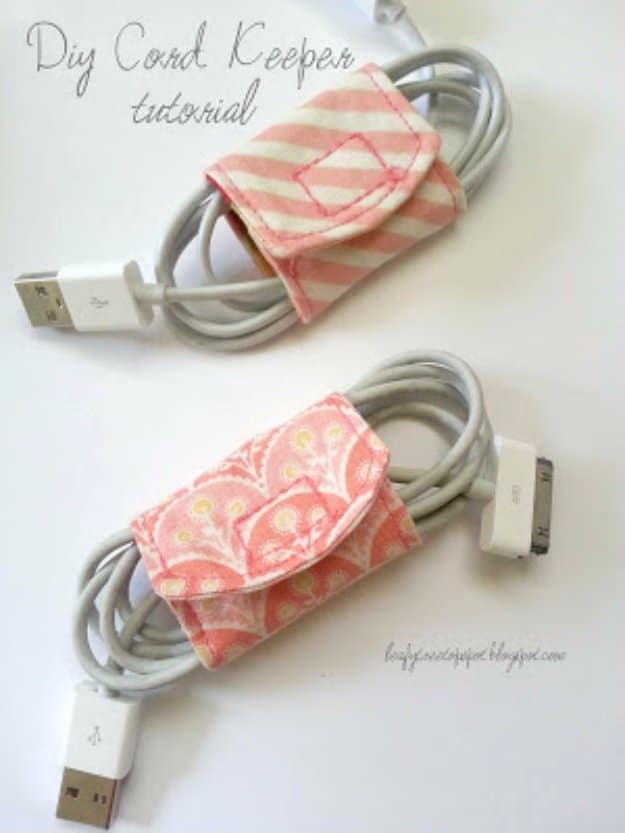 DIY Gifts You Can Make With Fabric Scraps - DIY Cord Keeper From Fabric Scraps - Creative DIY Sewing Projects and Things to Do With Leftover Fabric Scrap Crafts #sewing #fabric #crafts