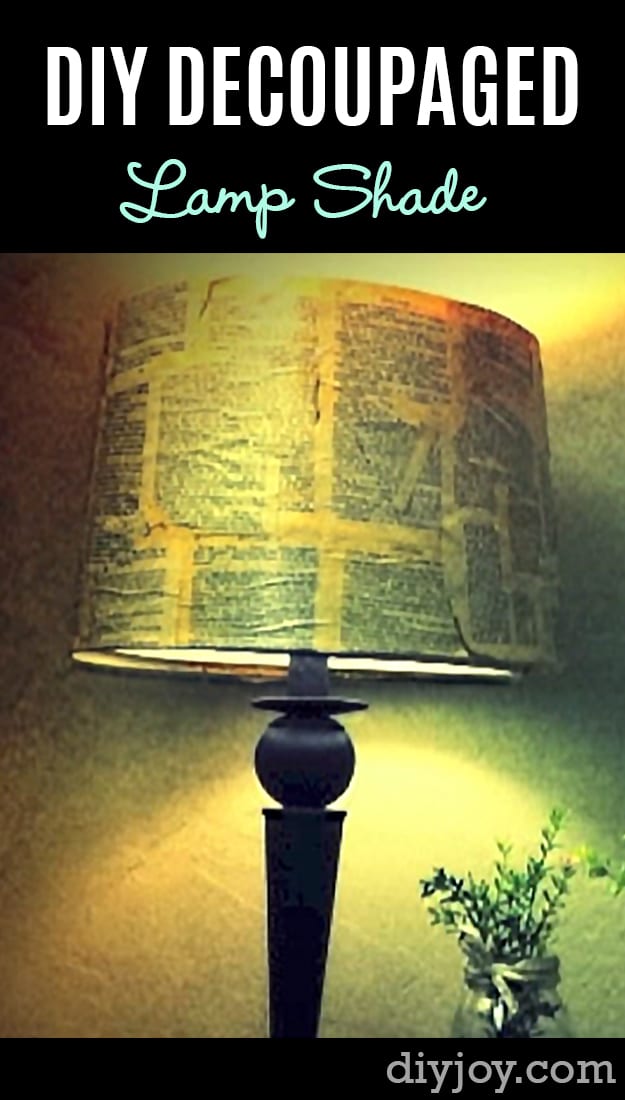 Brilliant DIY Decor Ideas for The Bedroom - DIY Decoupage Lamp Shade - Rustic and Vintage Decorating Projects for Bedroom Furniture, Bedding, Wall Art, Headboards, Rugs, Tables and Accessories. Tutorials and Step By Step Instructions 