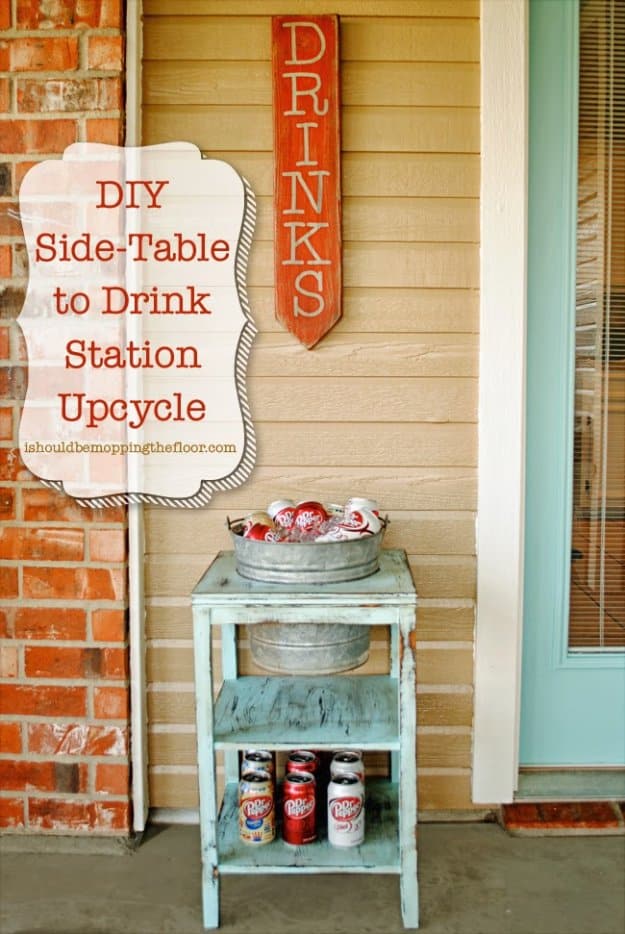 DIY Porch and Patio Ideas - DIY Drink Station - Decor Projects and Furniture Tutorials You Can Build for the Outdoors -Swings, Bench, Cushions, Chairs, Daybeds and Pallet Signs 