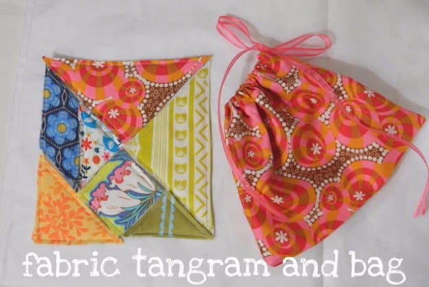 Easy Sewing Projects You Can Make With Fabric Scraps - DIY Fabric Tangram and Bag - Creative DIY Sewing Ideas and Things to Do With Leftover Fabric Scrap Crafts #sewing #fabric #crafts