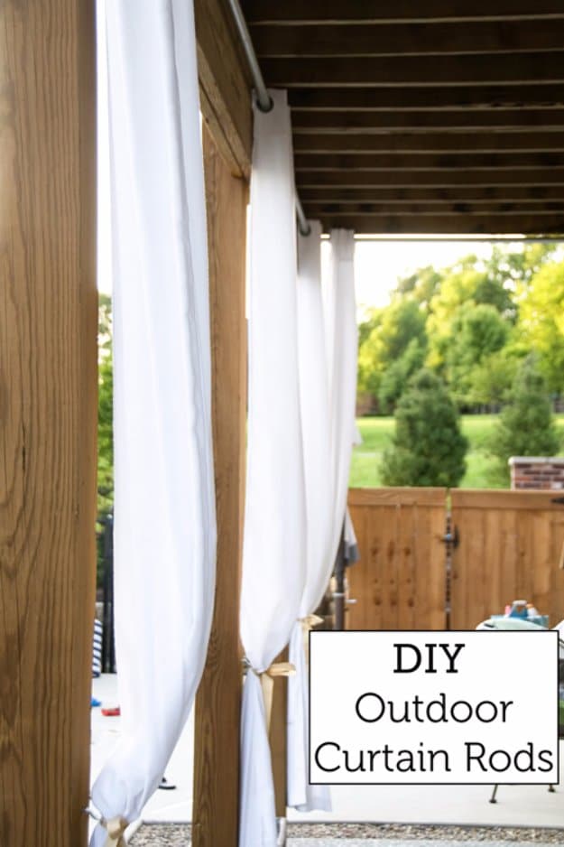 DIY Porch and Patio Ideas - DIY Outdoor Curtain Rods - Decor Projects and Furniture Tutorials You Can Build for the Outdoors -Swings, Bench, Cushions, Chairs, Daybeds and Pallet Signs 