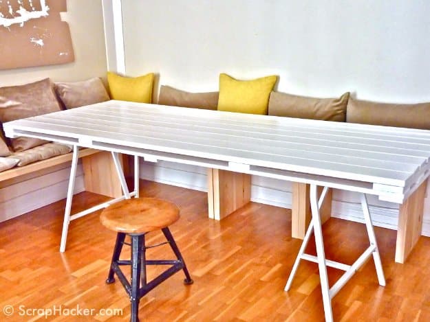 DIY Pallet Furniture Ideas - DIY Pallet Dining Table - Best Do It Yourself Projects Made With Wooden Pallets - Indoor and Outdoor, Bedroom, Living Room, Patio. Coffee Table, Couch, Dining Tables, Shelves, Racks and Benches 