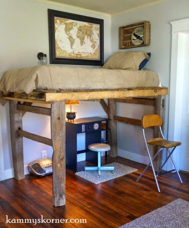 DIY Pallet Furniture Ideas - DIY Pallet Loft Bed - Best Do It Yourself Projects Made With Wooden Pallets - Indoor and Outdoor, Bedroom, Living Room, Patio. Coffee Table, Couch, Dining Tables, Shelves, Racks and Benches 